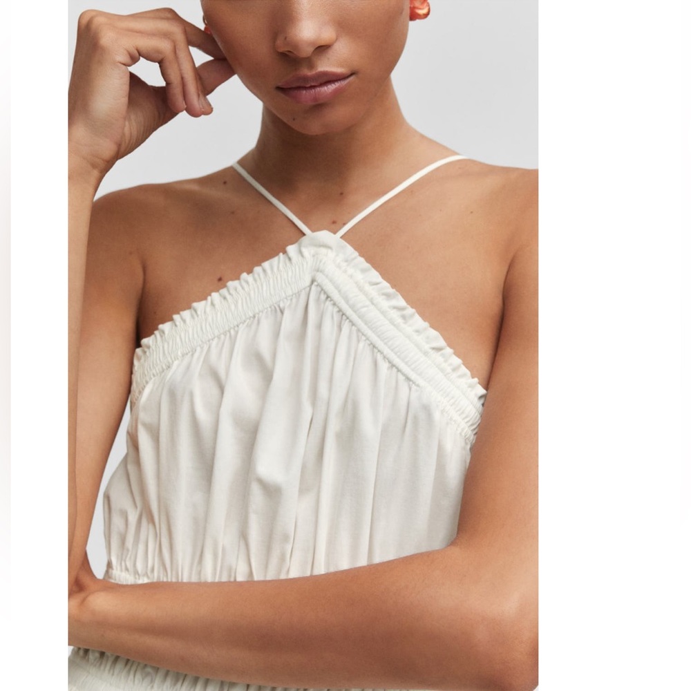 NWT SIZE 2 MANGO Ruffle Halter Dress in Summer White❣️ - Picture 4 of 7